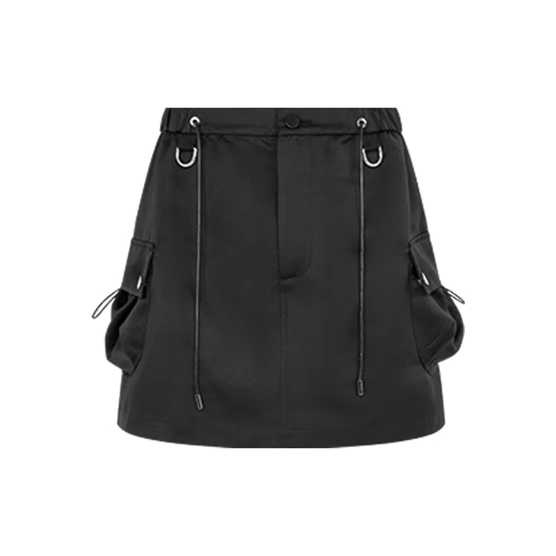 美洋 黑皮辣妹缎面光泽皮短裙 女款