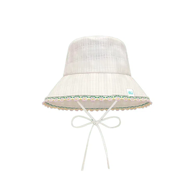 心水好物 甜美可爱花边蓝色春夏季遮阳防晒盆帽户外露营日常通勤百搭出片 棉 渔夫帽 女款