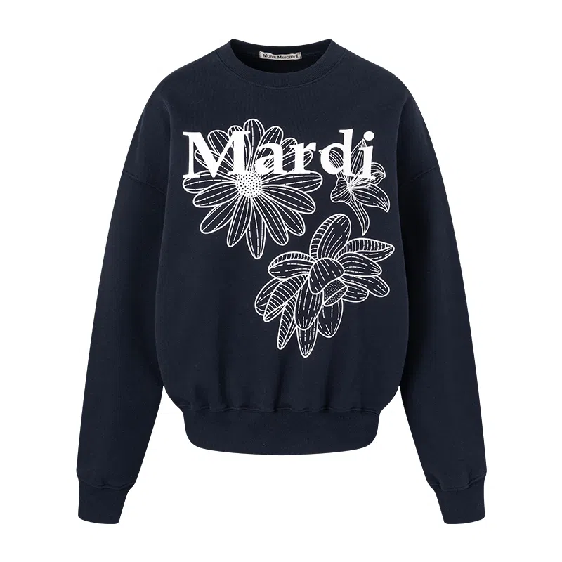 MARDI MERCREDI SS25 SWEATSHIRT TRIPLE FLOWER_NAVY WHITE