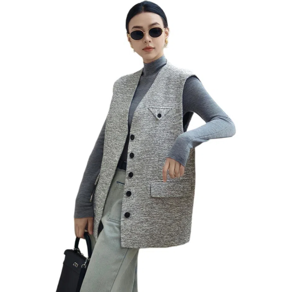 美洋 花灰小香编织马甲 女款