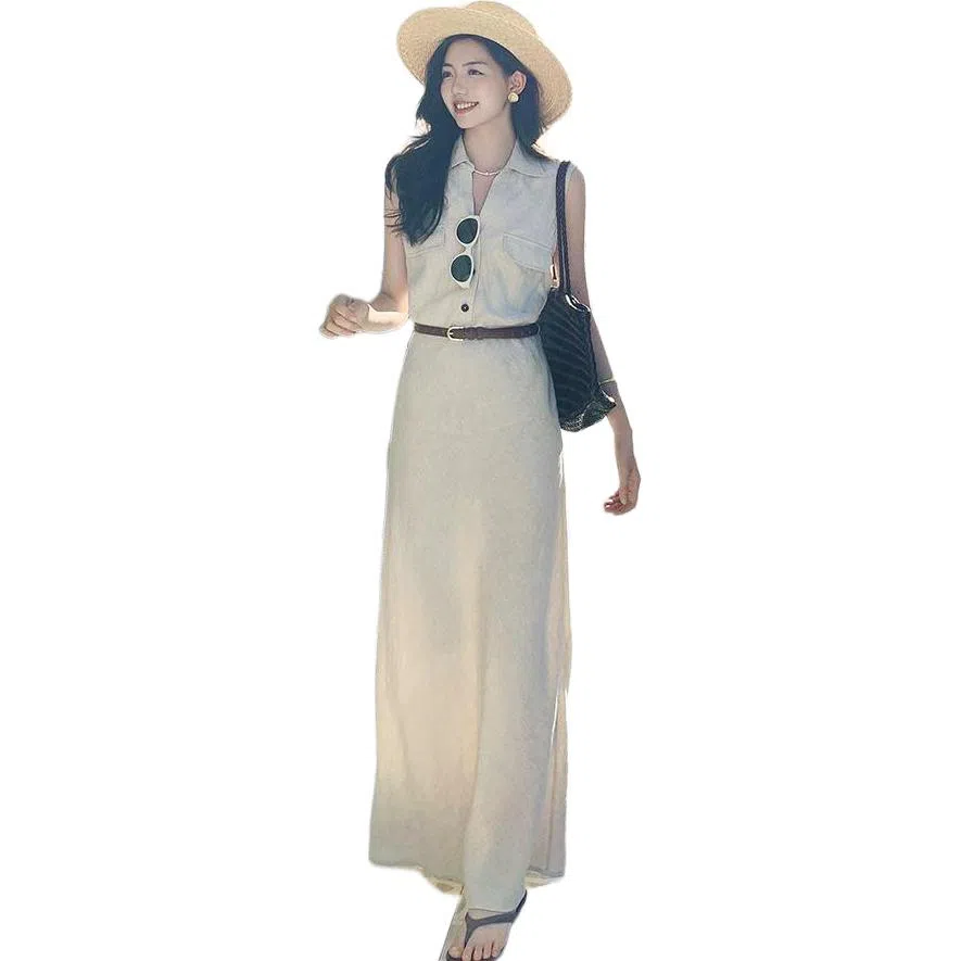 美洋 修容法式度假短袖连衣裙 女款