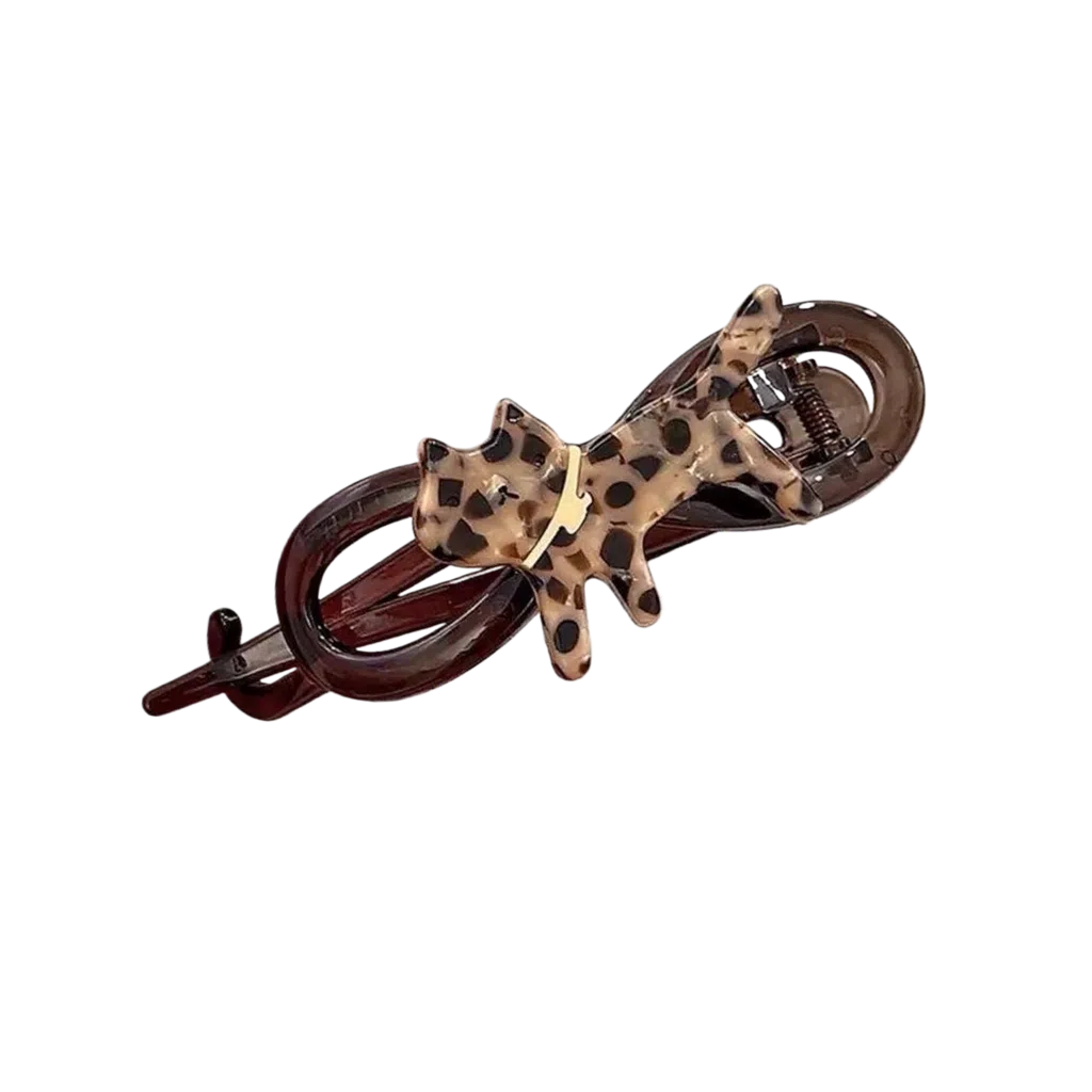 希铃 趣味猫咪豹纹可爱后脑勺 树脂 发夹 女款