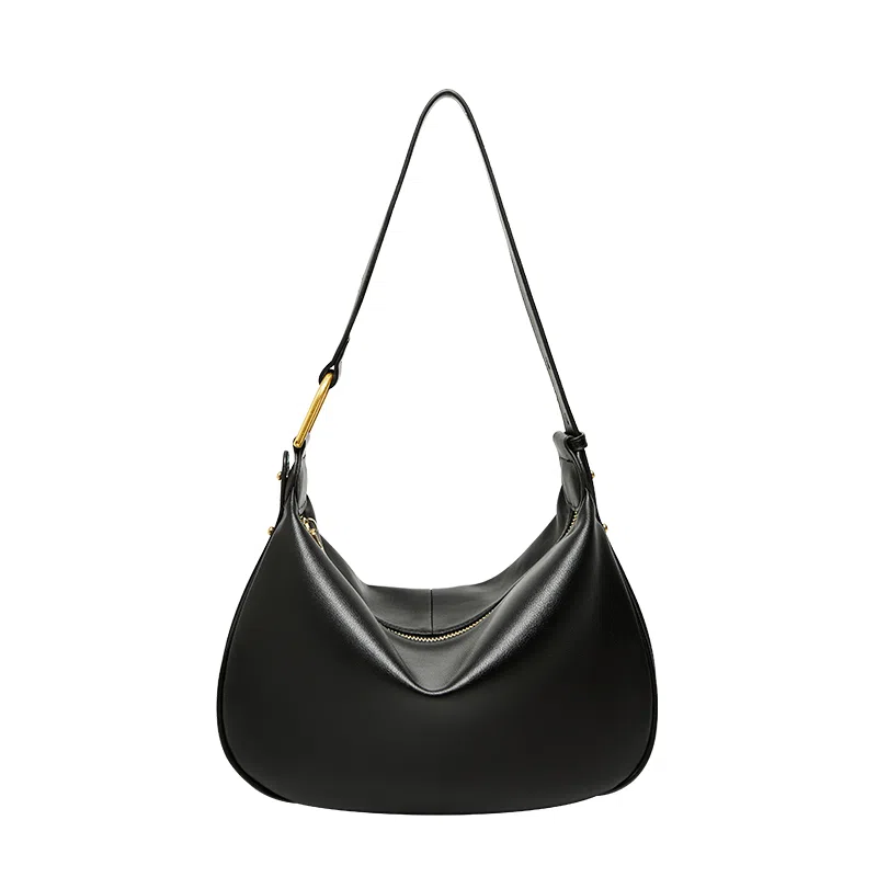 纳兰杜 包包女包时尚百搭女高级感女生腋下包潮流软皮牛皮斜挎包单肩包 大号 女款焦糖棕/子夜黑