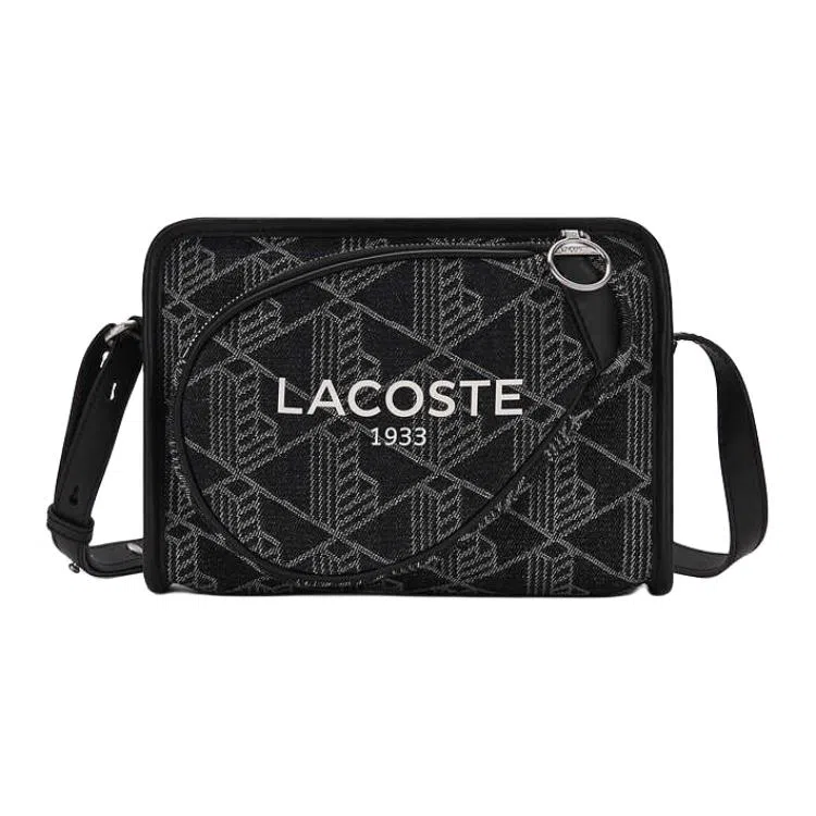 Lacoste Classic Logo Denim Shoulder Bag Black