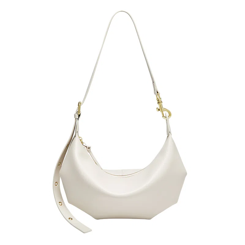 纳兰杜 通勤时尚百搭休闲女包简约 牛剖层革拼合成革 斜挎包单肩包 大号 女款 子夜黑/米白色