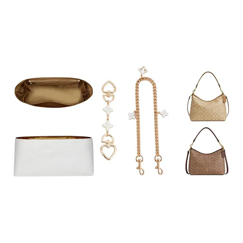 匠心手工坊 适用蔻驰流浪包延长链加长链条装饰链 内胆超轻防水杜邦纸内衬袋 金属合金 包肩带 女款 直金色/白利色