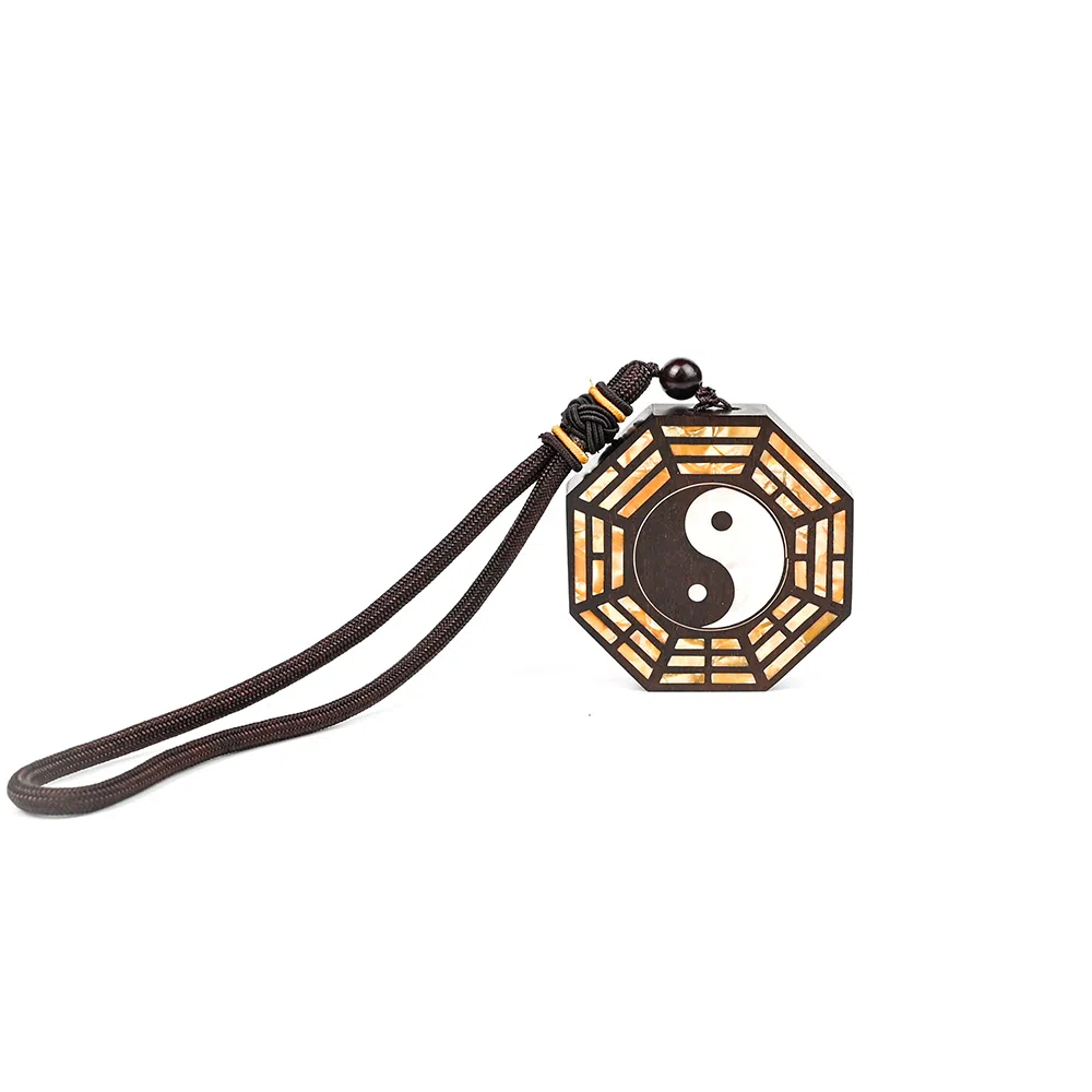 天纵 小叶高油高密帝王之木八卦牌挂饰招财进宝吉祥如意好运满满车挂件 紫檀属 把件 男女同款情侣款