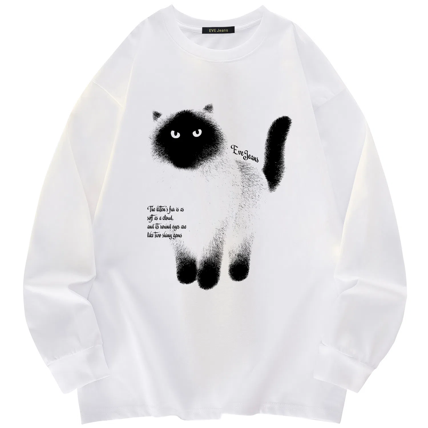 EVE Jeans Cartoon Cat Long Sleeve T-Shirt