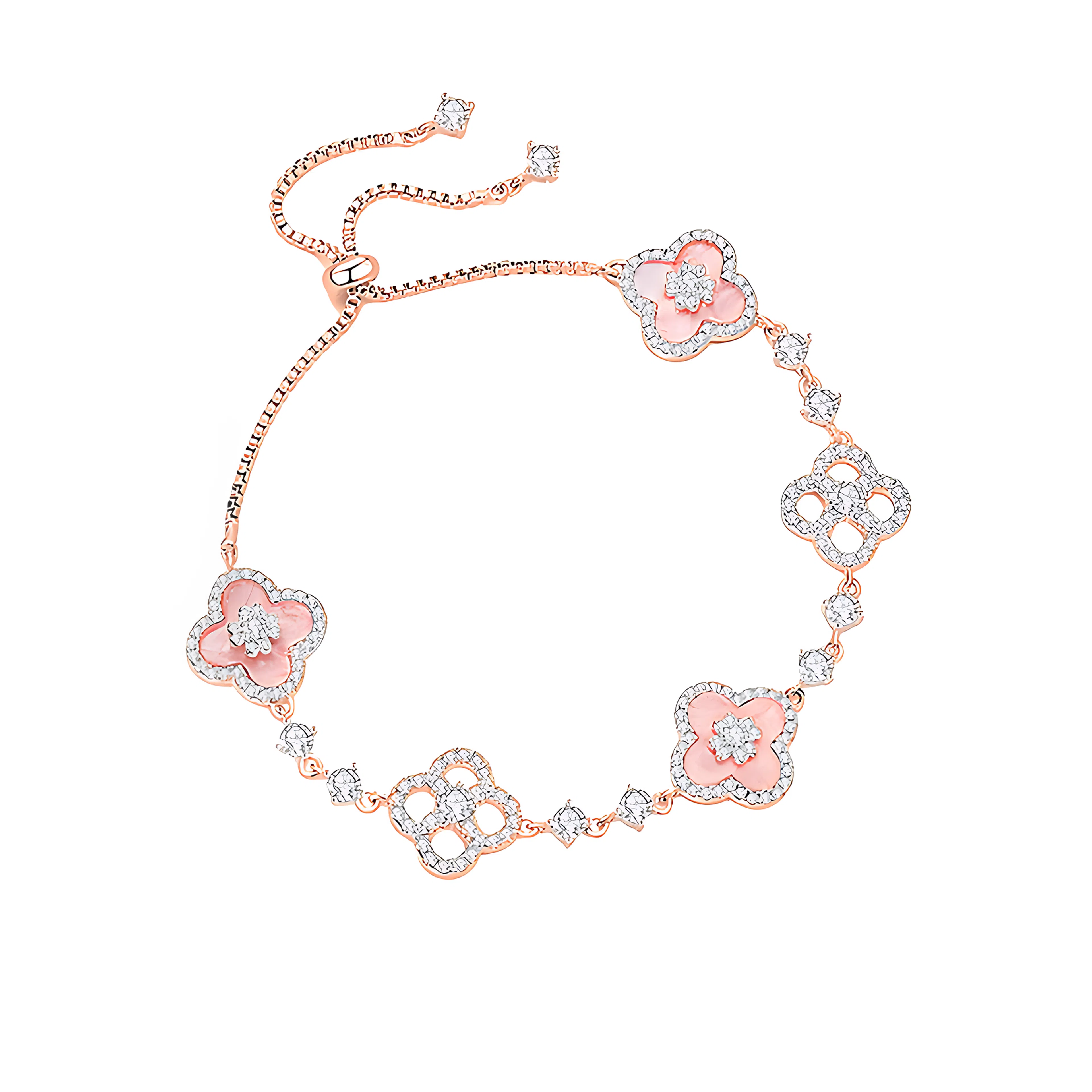 正大福 星芒满天星 四叶草精致轻奢简约高级感森系甜美温柔气质氛围感 合金 手链 男女同款情侣款