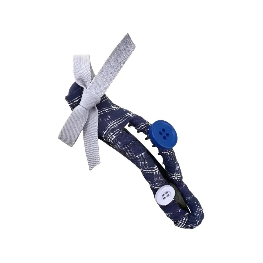 希铃 纽扣蝴蝶结大号鸭嘴夹可爱#好运 布艺 发夹 女款