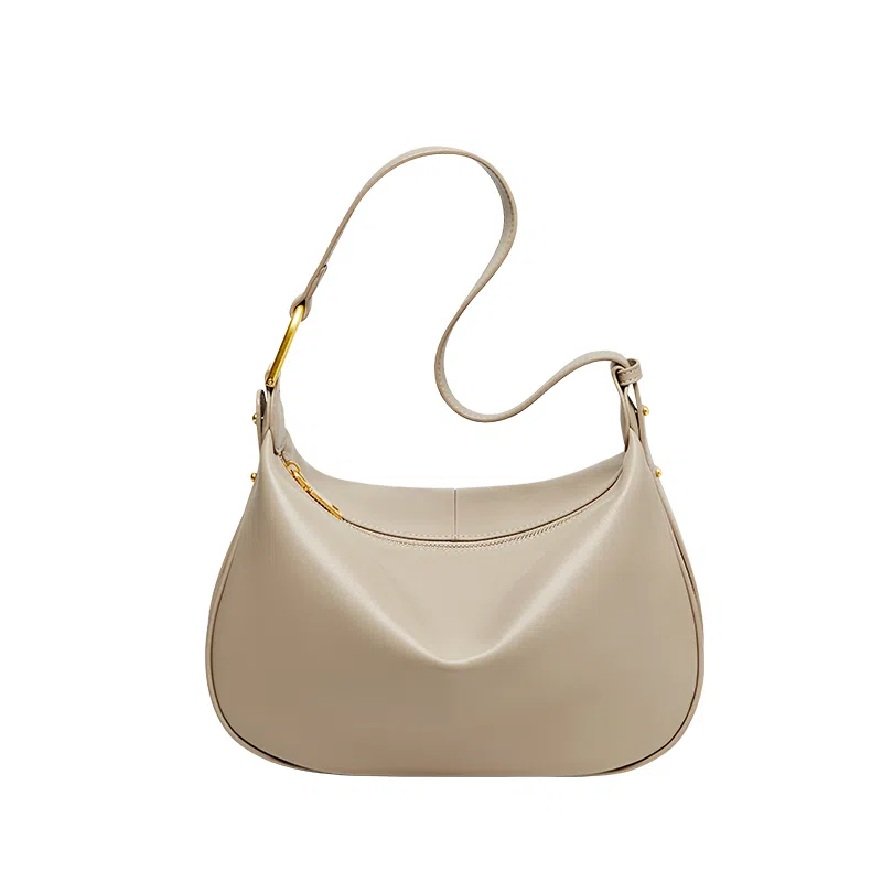 纳兰杜 时尚小众设计女包法式潮流饺子包女高级感通勤实用包包 牛皮合成革 斜挎包单肩包腋下包新月包 女款 燕麦色