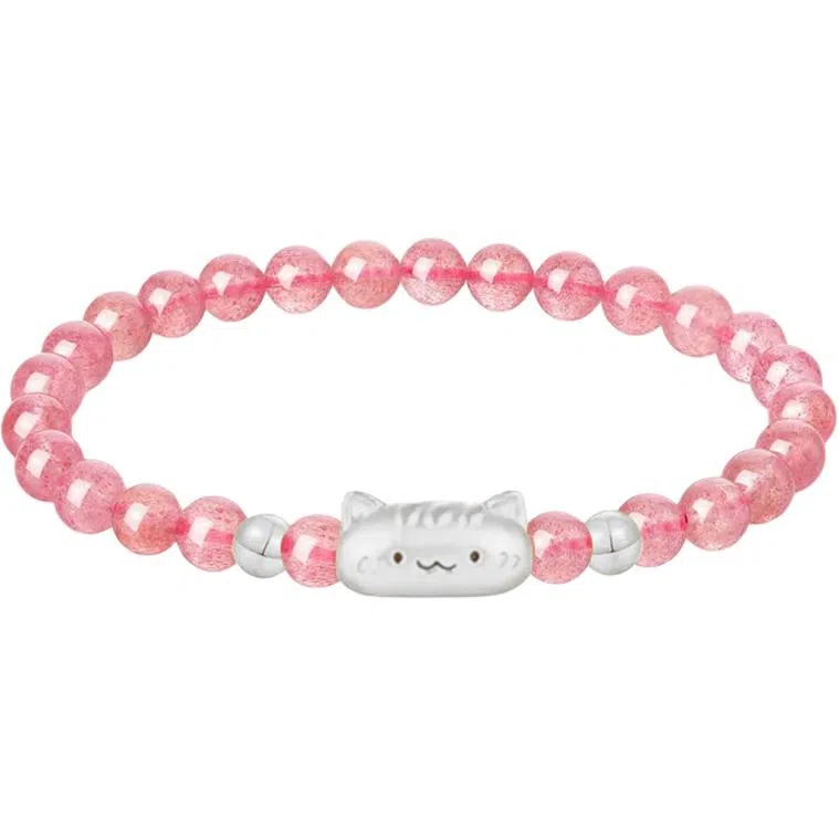 【S999足银纯银 福气满满】 七七银饰 招财猫咪萌趣卡通创意 纳福转运珠 财源滚滚 萌猫 精致轻奢时尚小众#好运 玛瑙 手串 男女同款情侣款