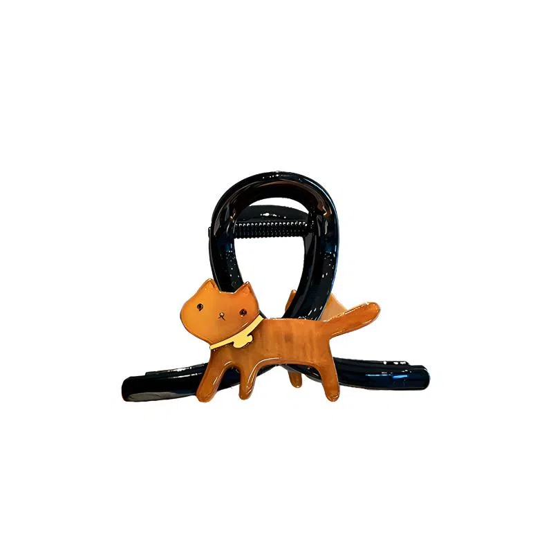 丹琴 韩系可爱动物小猫咪 高级感个性抓夹中号发卡后脑勺盘发鲨鱼夹头饰 亚克力 发夹 女款