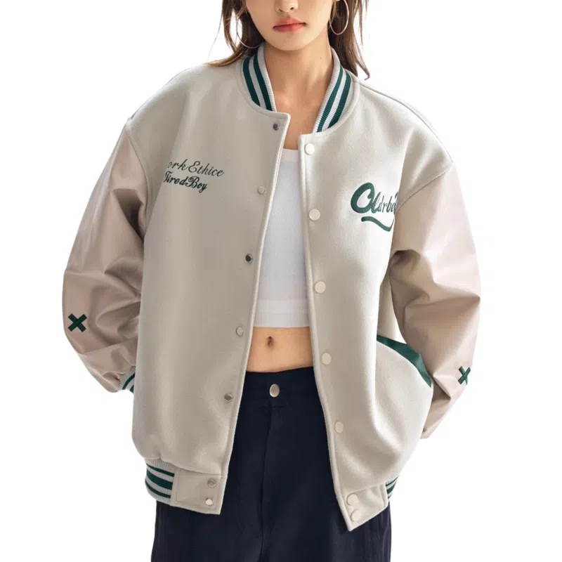 轻迎  国潮贴布刺绣短款夹克宽松休闲外套棒球服 男款