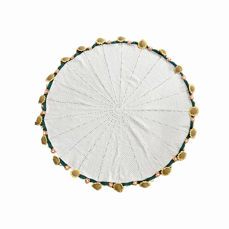 北极绒 爆款【成品】潮流时尚圆形手工花束毯浪漫多功能盖毯 腈纶 披肩 男女同款情侣款