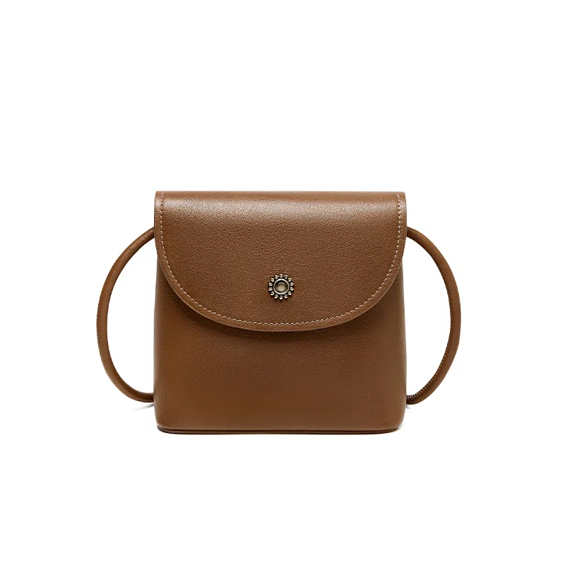 纳兰杜 复古高级感轻便时尚百搭气质通勤 头层牛皮 手机包斜挎单肩包 女款 植鞣棕色