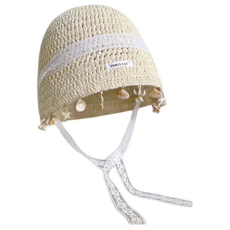 艾佳微 优雅法式飘带夏季森系度假 聚酯纤维 包头帽 男女同款情侣款