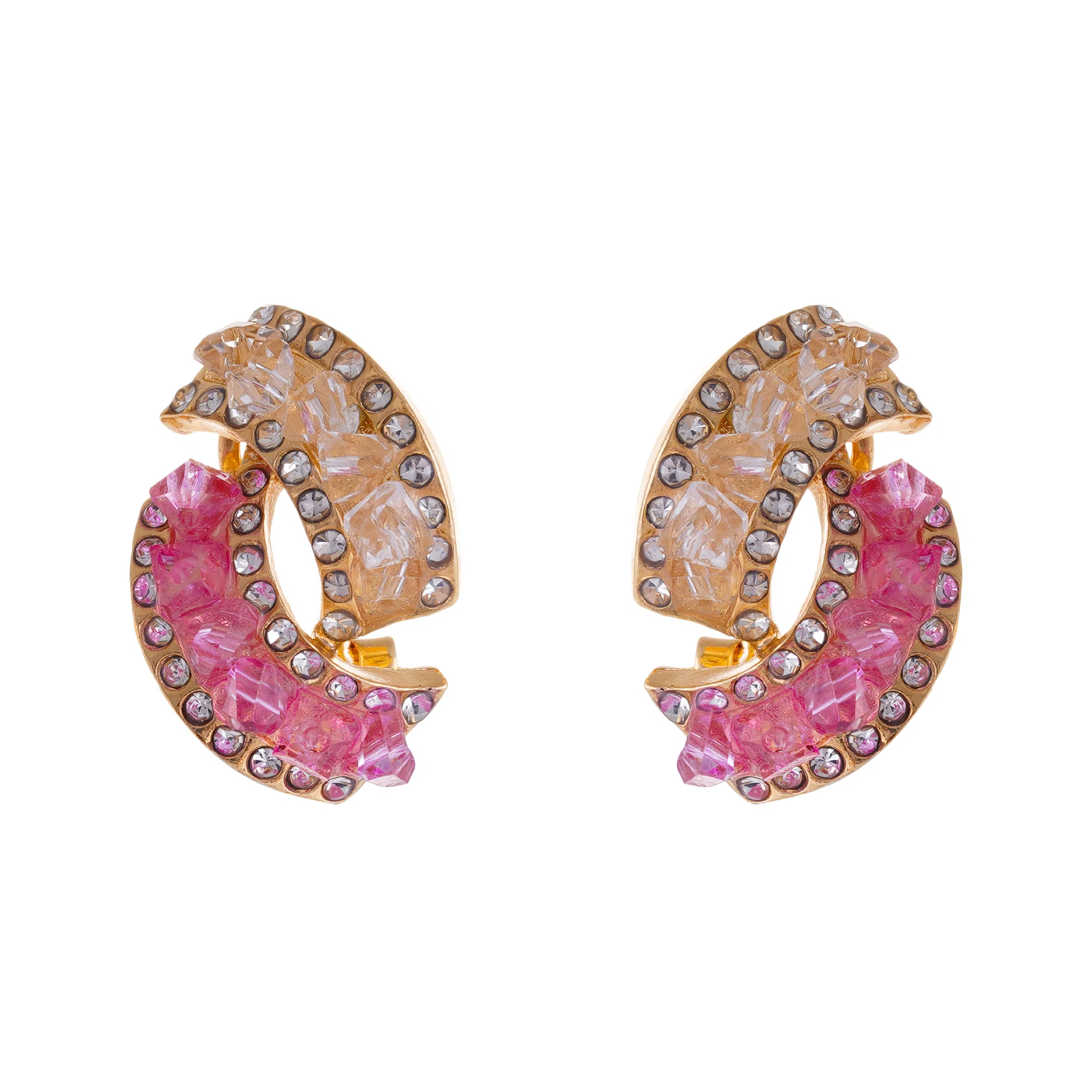 澜耀 粉棕晶环 几何 复古小众高级感 铜合金 耳环 女款