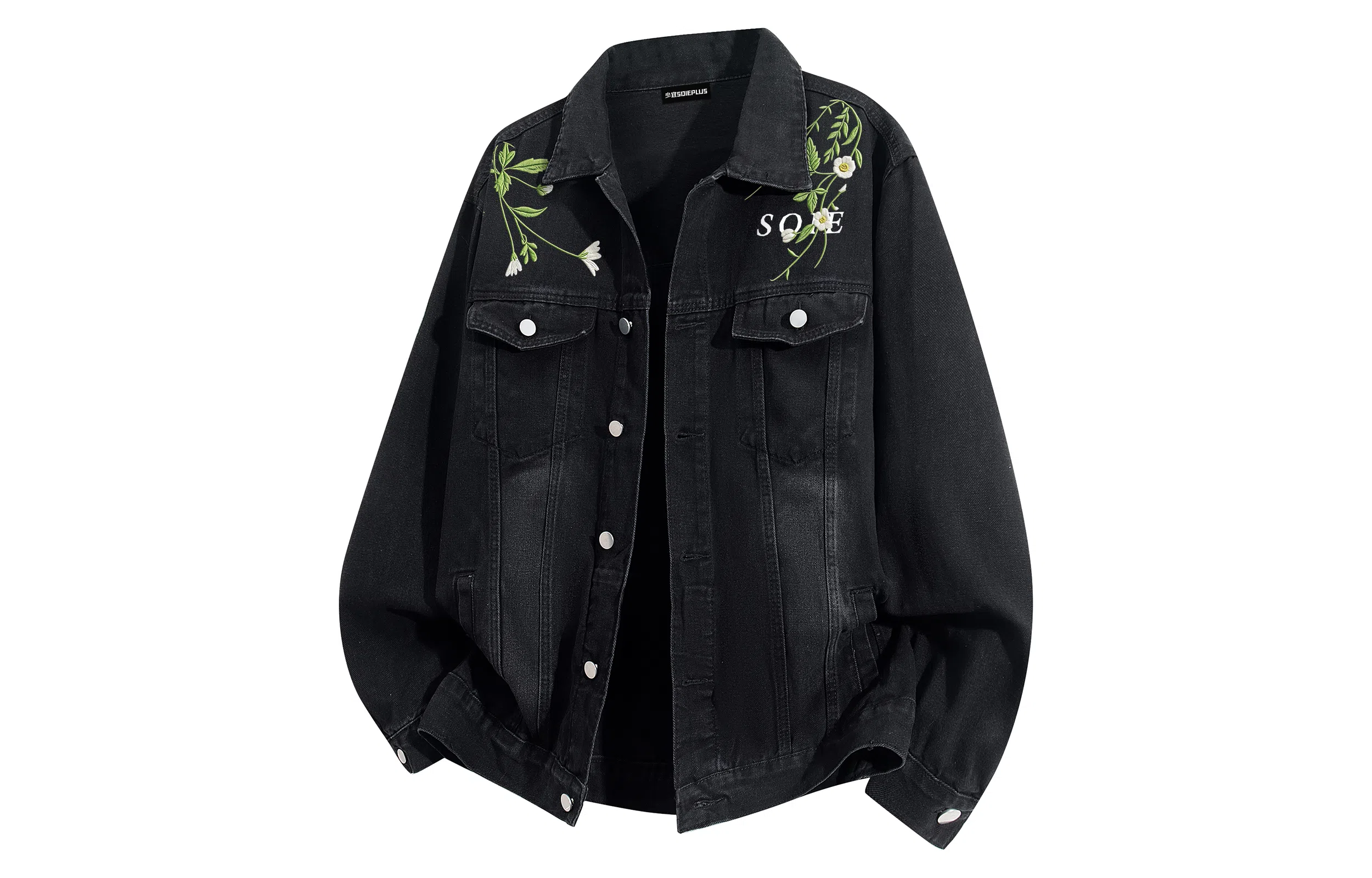 SOIEPLUS Vintage Floral Denim Jacket