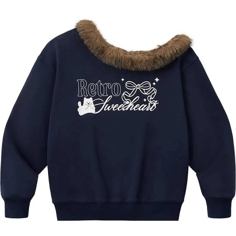 PSO Brand Detachable Fur Collar Sweatshirt