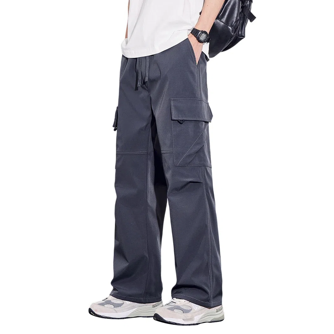 顶峰保罗 美式潮牌冰丝薄款无性别主义户外多口袋工装裤宽松直筒阔腿运动伞兵裤休闲裤 男女同款