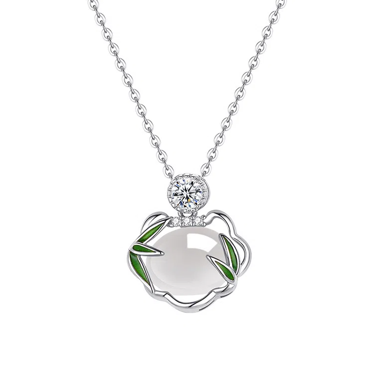 玄唐 竹节如意天然鹅蛋气质国风锁骨链#好运 玉髓 项链 女款