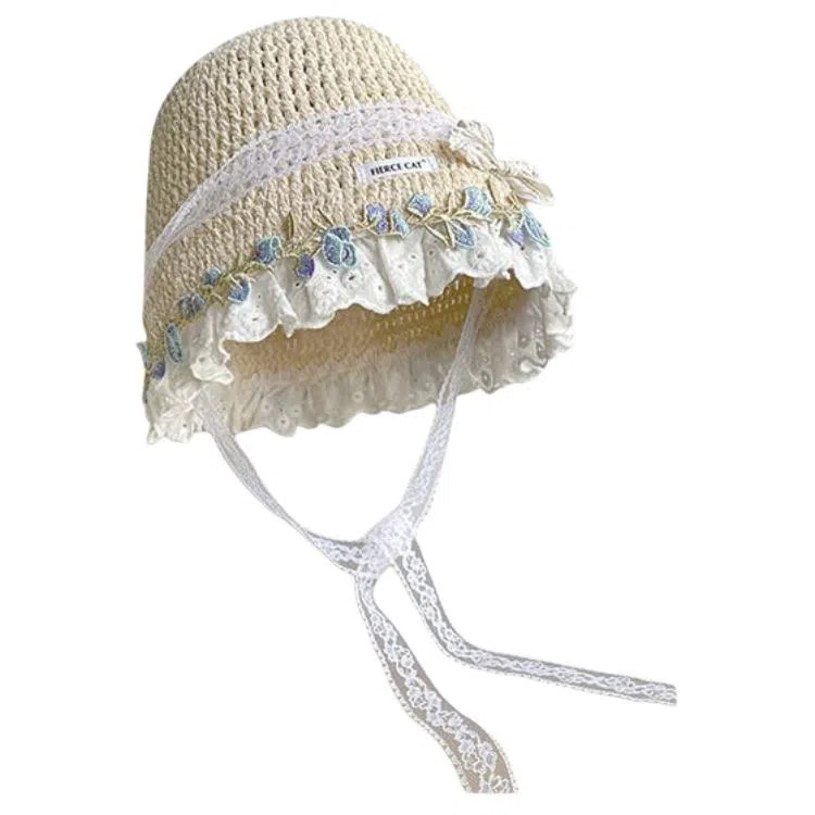 艾佳微 优雅法式飘带夏季森系度假 聚酯纤维 包头帽 男女同款情侣款