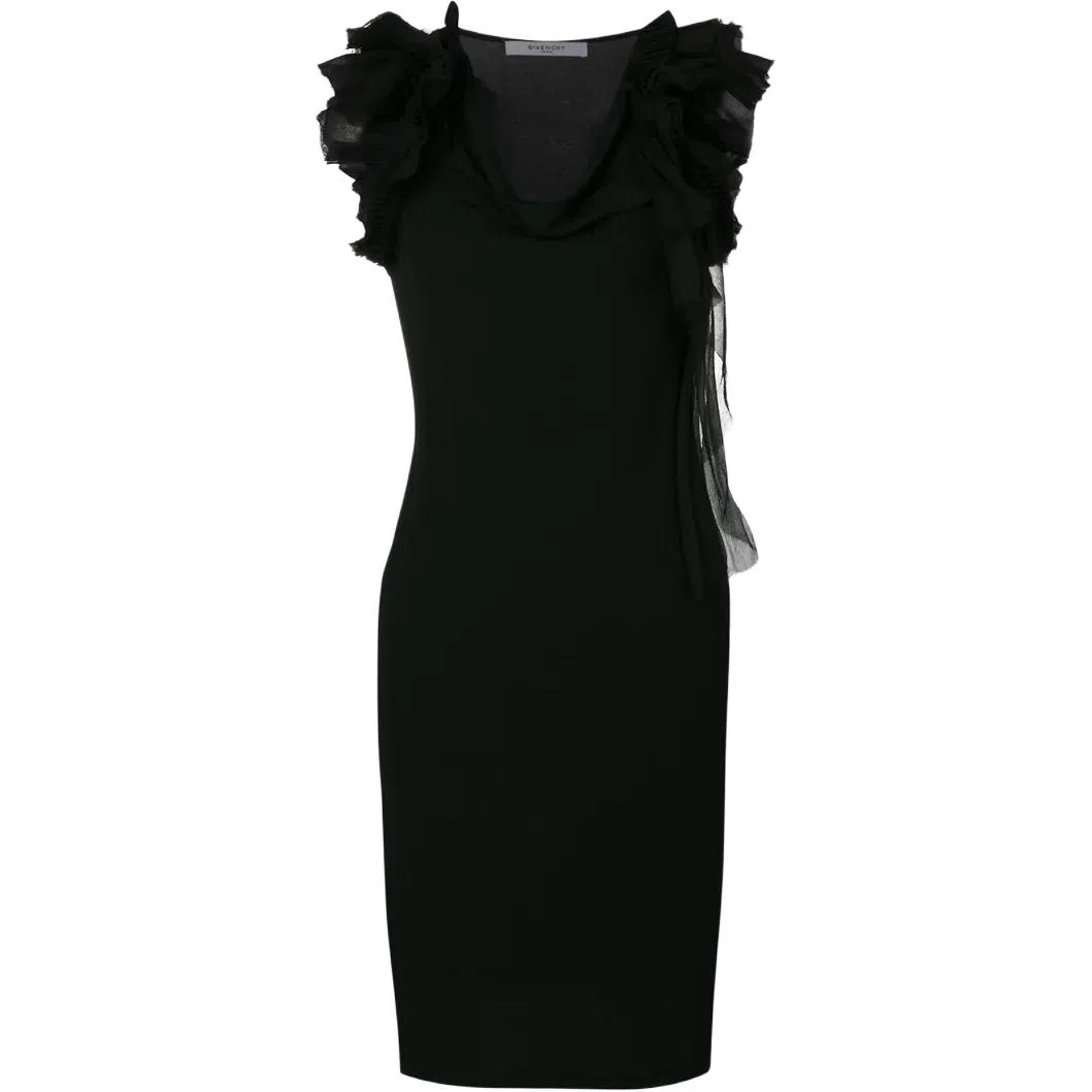 纪梵希 荷叶边直筒纯色无袖连衣裙 女款