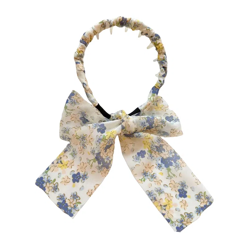 蒙妮 超仙田园小碎花飘带头箍高颅顶时尚发卡 亚克力 布艺 发箍 女款