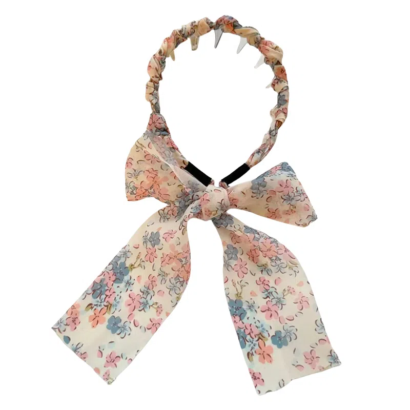 蒙妮 超仙田园小碎花飘带头箍高颅顶时尚发卡 亚克力 布艺 发箍 女款