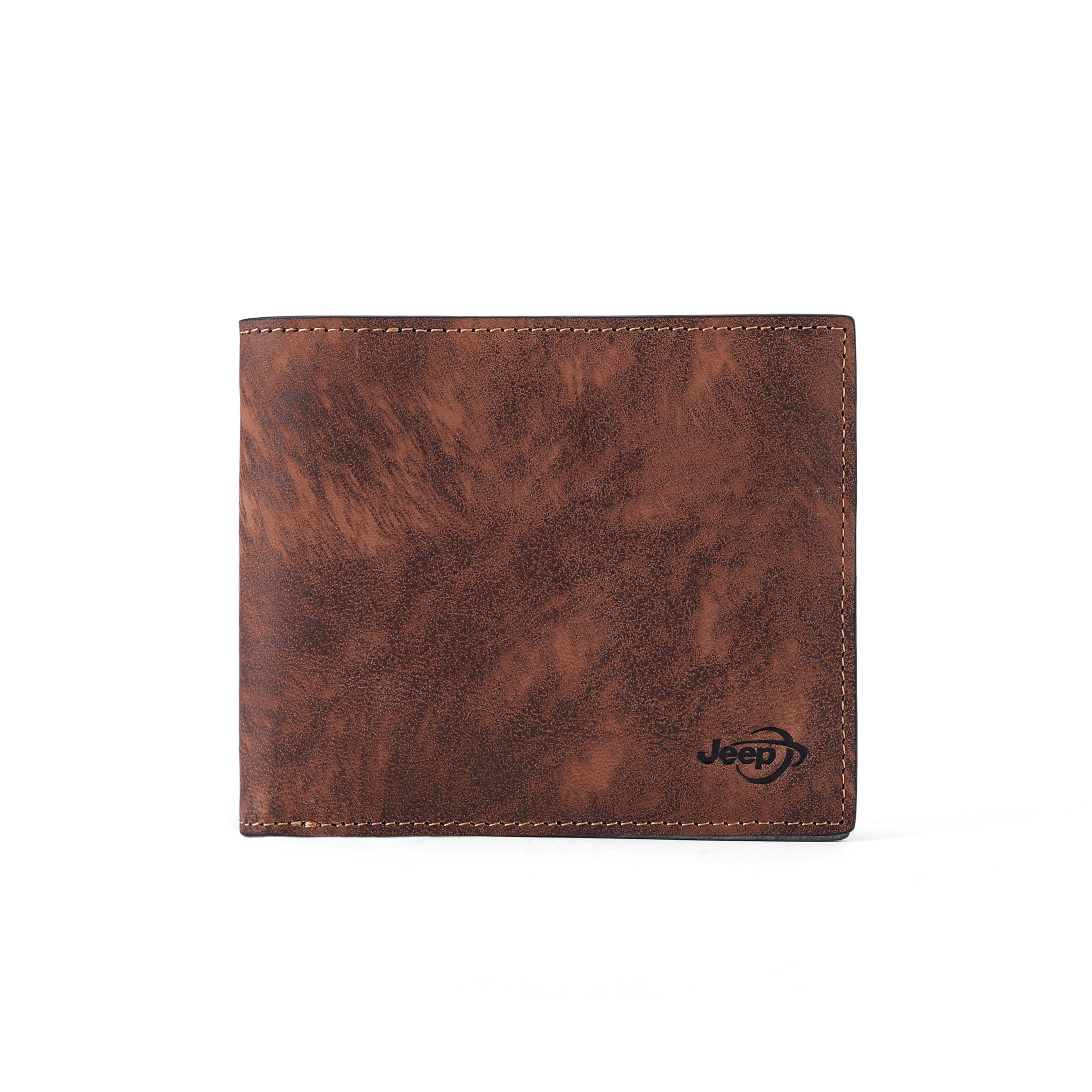 Jeep Leather Short Wallet Brown