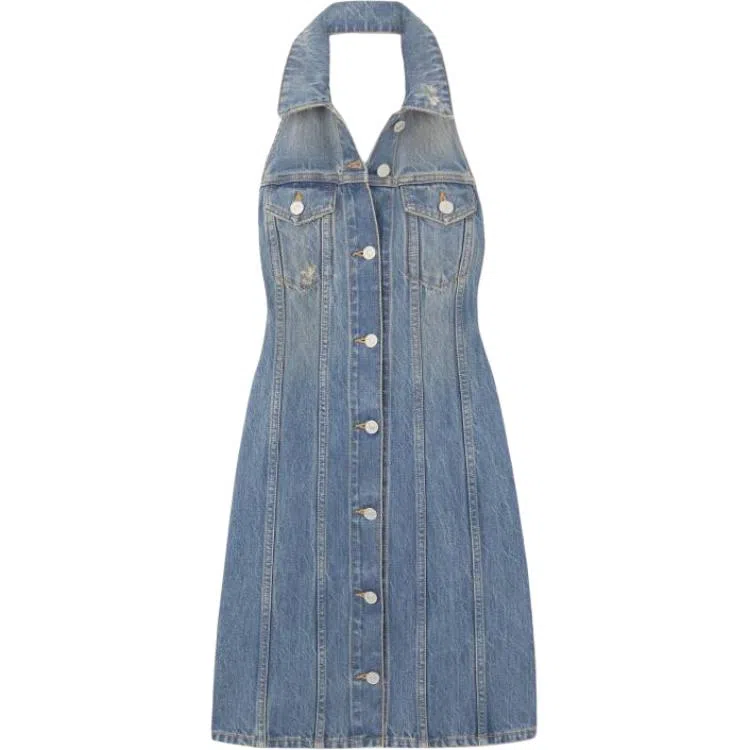 纪梵希 露背牛仔挂脖无袖连衣裙 女款