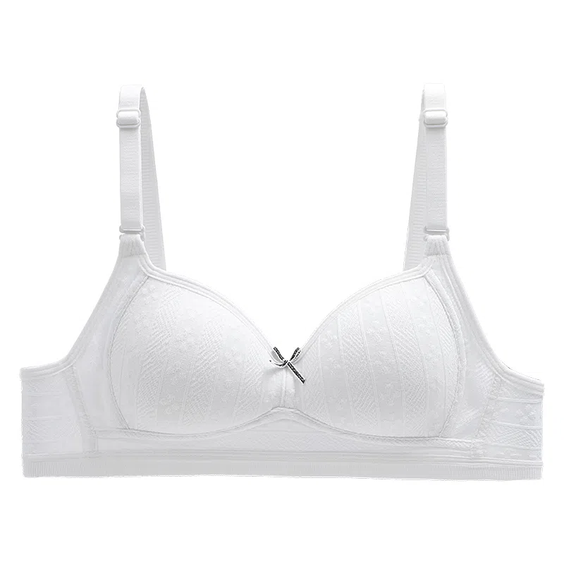 二三二三 纯色透气吸汗防下垂亲肤柔软无痕舒适蝴蝶结点缀氛围感美背时尚百搭无钢圈可调节肩带文胸 女款