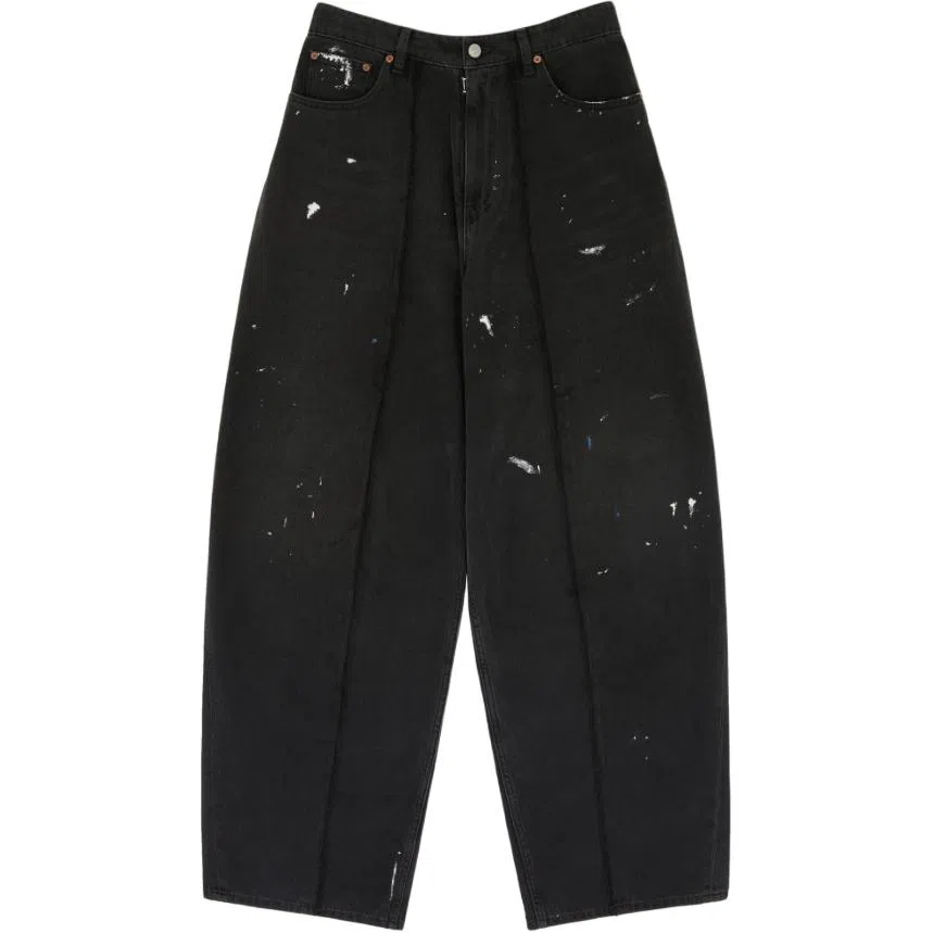 MM6 Maison Margiela Zip Pleated Wide Leg Jeans