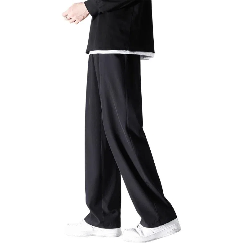 顶峰保罗 潮牌美式高街宽松运动直筒拖地长裤无性别主义痞帅简约纯色时尚百搭垂感休闲裤 男女同款