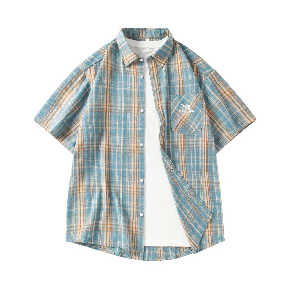 领航骆驼 学院风日系多彩格纹纽扣翻领宽松百搭潮流休闲长袖高街格子衫外套情侣款高级感    衬衫 男女同款