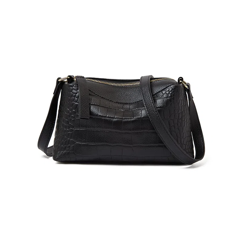 老人头 时尚鳄鱼纹百搭柔软高级质感 牛皮革拼合成革 单肩包 常规 女款 多色
