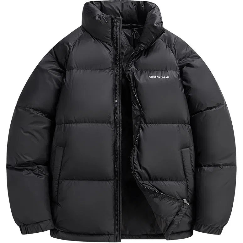 鸭鸭 户外运动韩系加厚保暖短款冬季外套纯色韩版休闲基础百搭立领面包羽绒服 男女同款