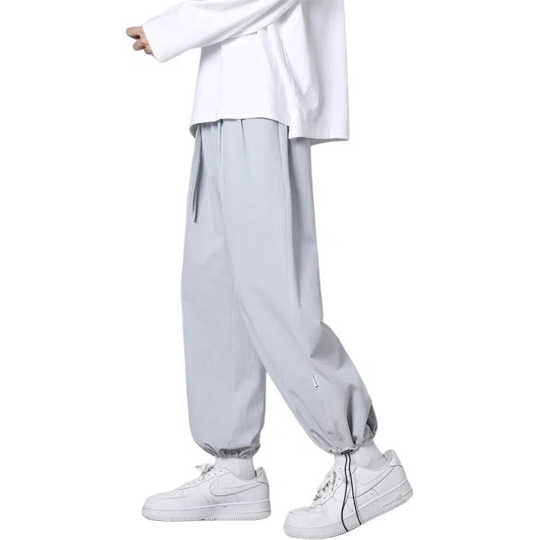 顶峰保罗 两穿直筒美式潮牌宽松运动抽绳长裤无性别主义痞帅时尚百搭简约束脚休闲裤 男女同款