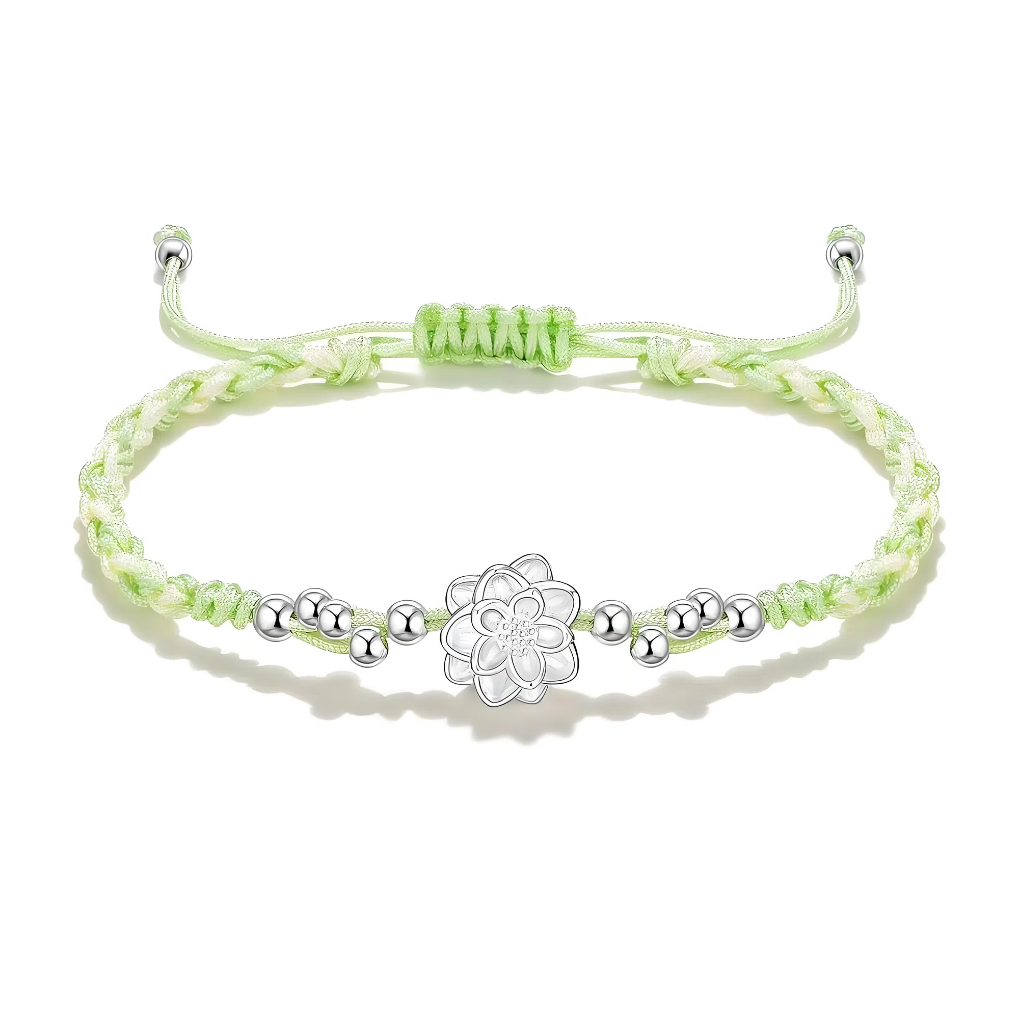 【999银】 絮物 纯手工编织小众简约设计莲花款甜美国潮新中式轻奢百搭新中式高级感出游新宠吸睛神器#好运 织物 手绳 男女同款情侣款