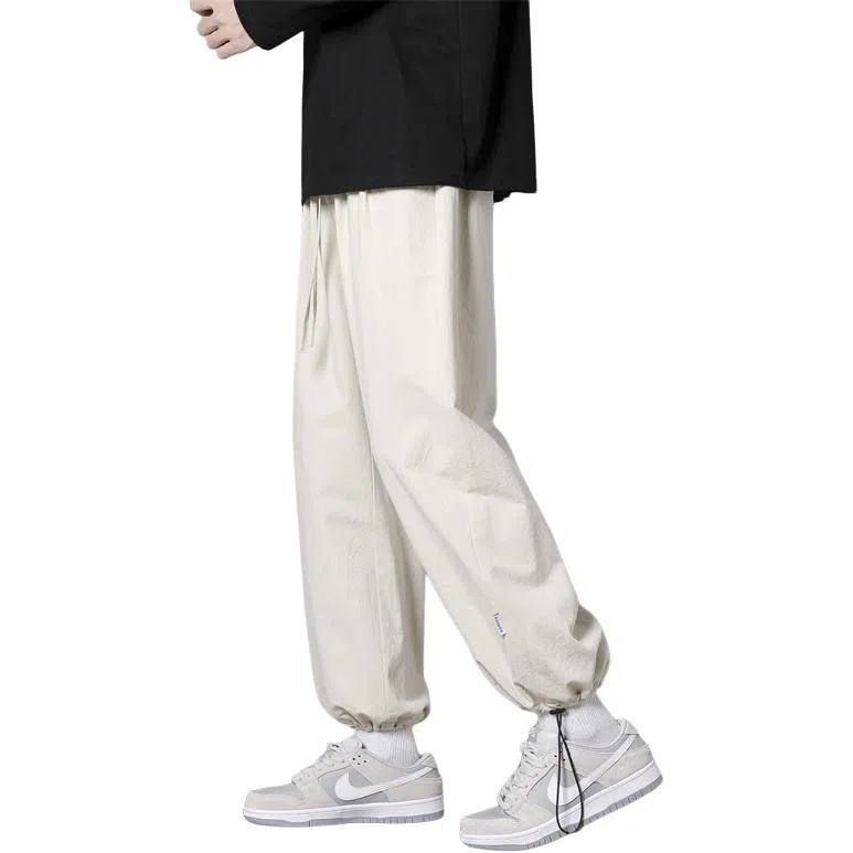 顶峰保罗 两穿直筒美式潮牌宽松运动抽绳长裤无性别主义痞帅时尚百搭简约束脚休闲裤 男女同款