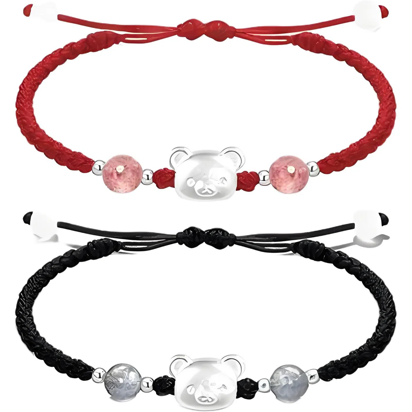 【999银】 絮物 简约设计感小熊款纯手工编织小众甜美国潮新中式轻奢百搭新中式高级感出游新宠吸睛神器#好运 织物 手绳 男女同款情侣款