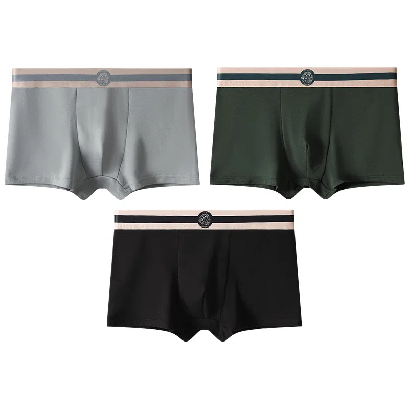 贴身领域 纯棉抗菌透气平角内裤 男款