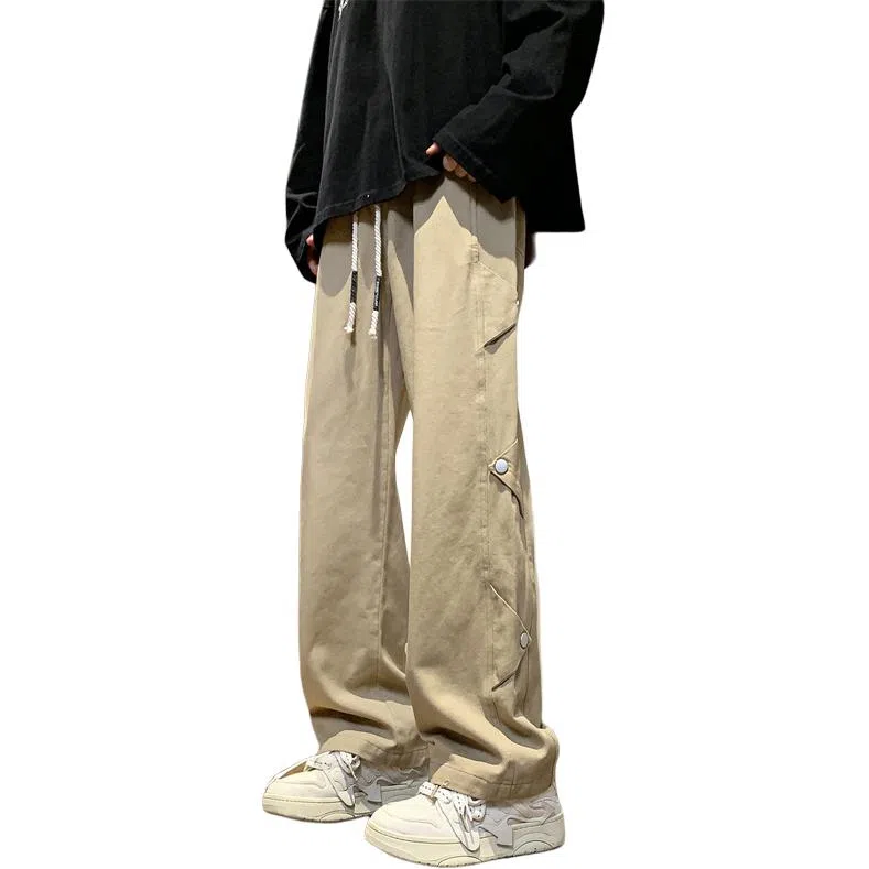 顶峰保罗 铆钉直筒宽松潮牌美式高街长裤无性别主义痞帅简约时尚百搭小众设计感休闲裤 男女同款