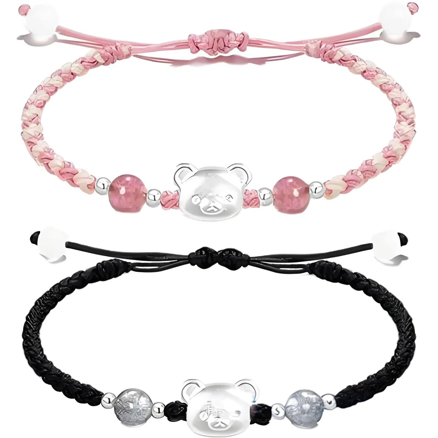 【999银】 絮物 简约设计感小熊款纯手工编织小众甜美国潮新中式轻奢百搭新中式高级感出游新宠吸睛神器#好运 织物 手绳 男女同款情侣款