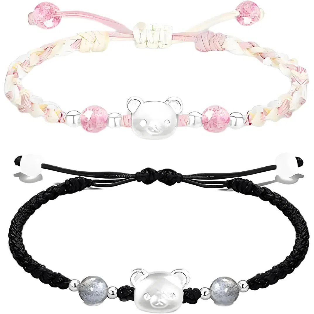 【999银】 絮物 简约设计感小熊款纯手工编织小众甜美国潮新中式轻奢百搭新中式高级感出游新宠吸睛神器#好运 织物 手绳 男女同款情侣款