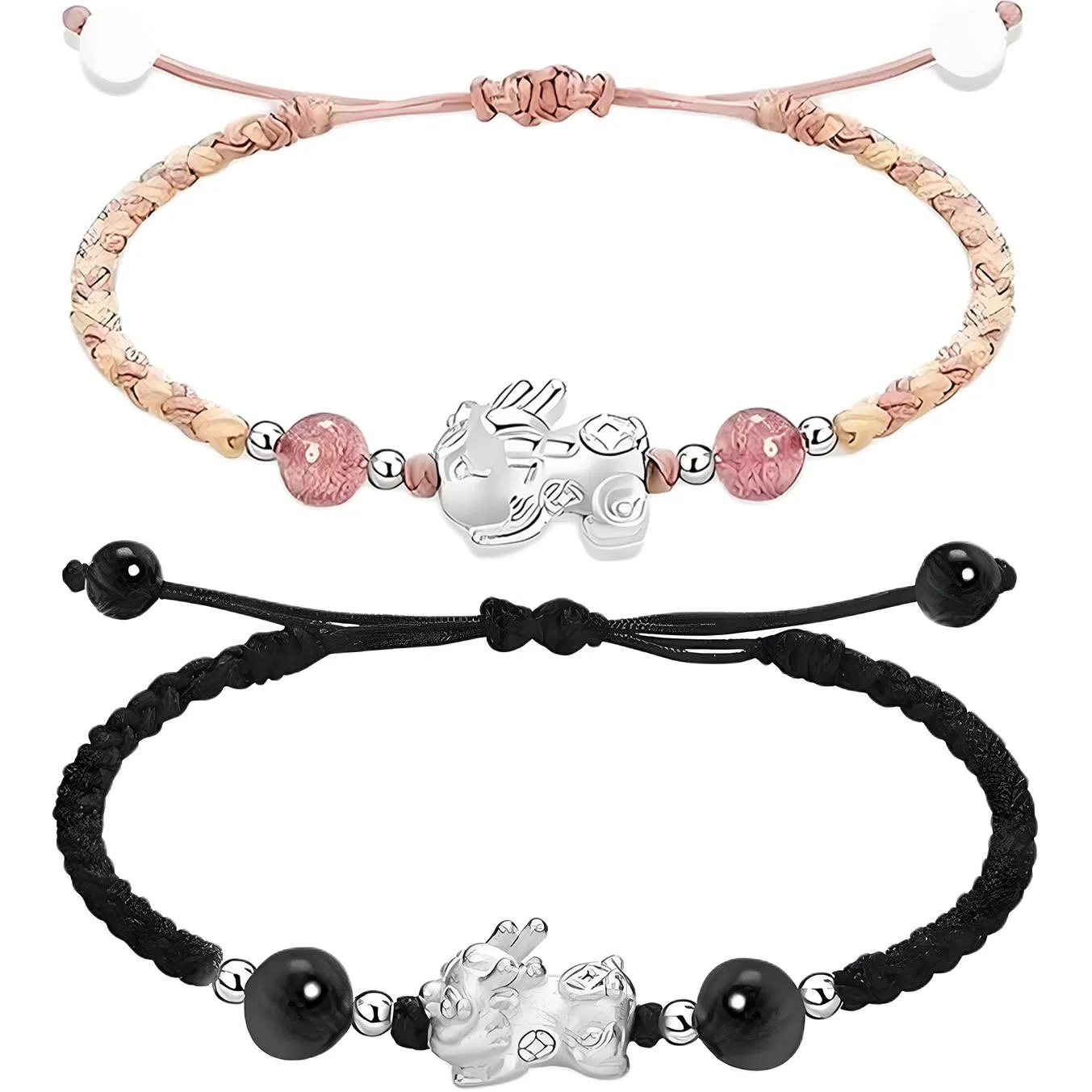 【999银】 絮物 简约高级感谁貔貅出游新宠吸睛神器小众甜美国潮新中式轻奢百搭新中式纯手工编织#好运 织物 手绳 男女同款情侣款