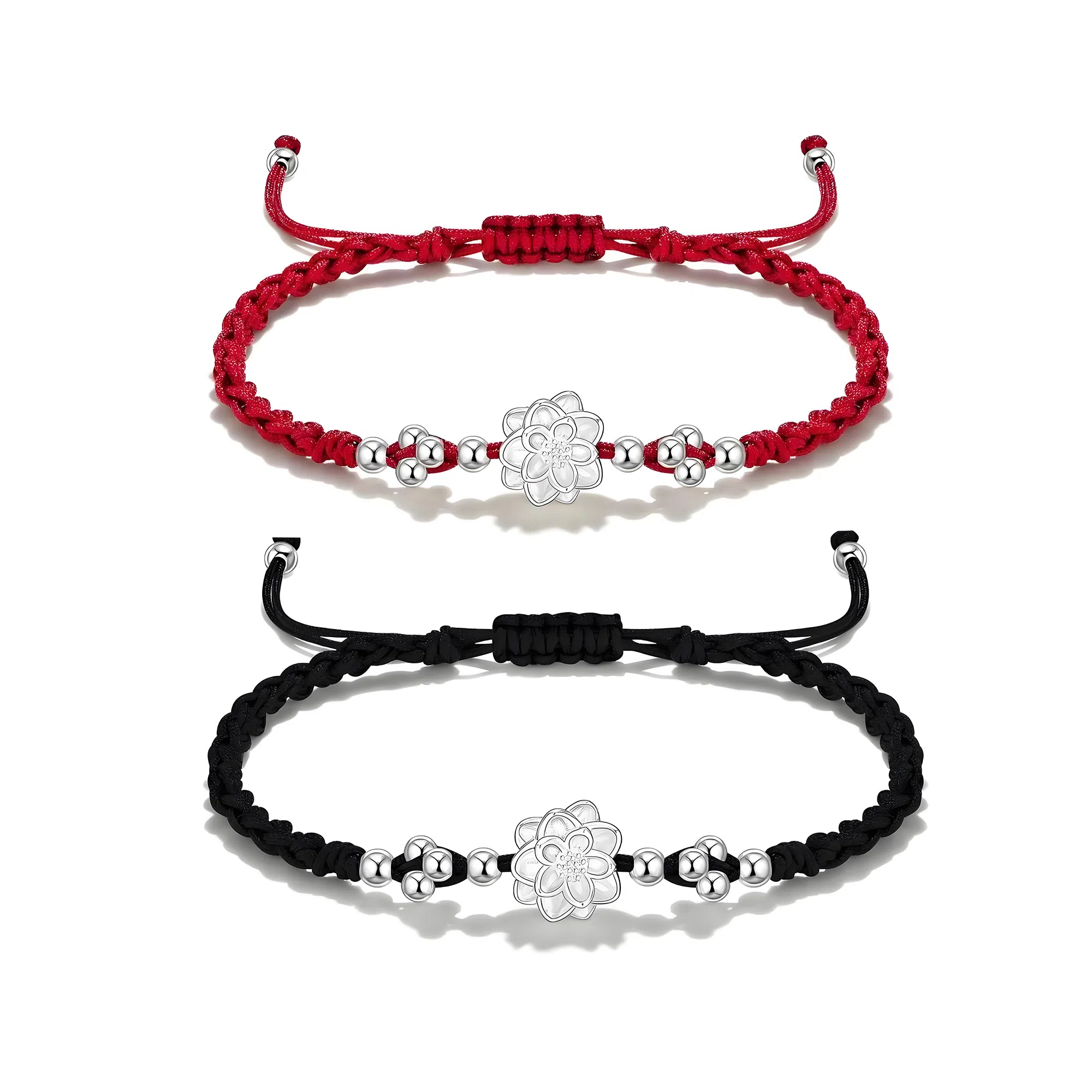 【999银】 絮物 纯手工编织小众简约设计莲花款甜美国潮新中式轻奢百搭新中式高级感出游新宠吸睛神器#好运 织物 手绳 男女同款情侣款