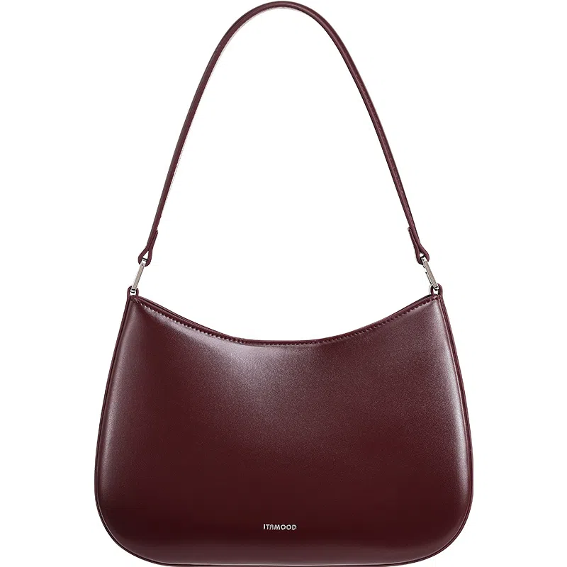 妙迪 时尚百搭简约高级感优雅腋下包 牛皮 单肩包 女款 安可拉红