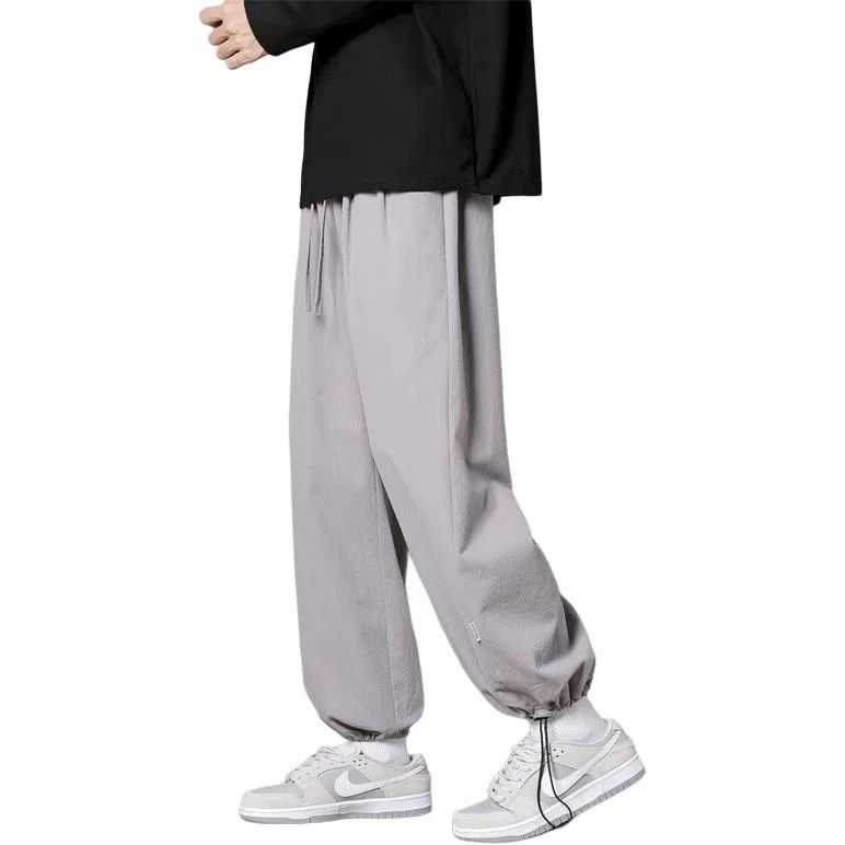 顶峰保罗 两穿直筒美式潮牌宽松运动抽绳长裤无性别主义痞帅时尚百搭简约束脚休闲裤 男女同款